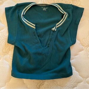 urban outfitters go for gold teal shorts sleeve crop top